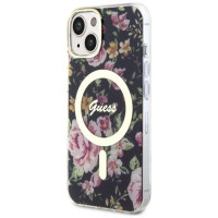 Guess GUHMP14MHCFWSK iPhone 14 Plus 6.7" black/black hardcase Flower MagSafe
