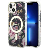 Guess Flower MagSafe case for iPhone 14 - black