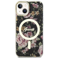 Guess Flower MagSafe case for iPhone 14 - black