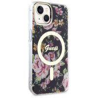 Guess Flower MagSafe case for iPhone 14 - black