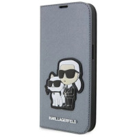 Karl Lagerfeld KLBKP14XSANKCPG iPhone 14 Pro Max 6.7" bookcase silver/silver Saffiano Karl & Choupette