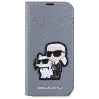 Karl Lagerfeld KLBKP14XSANKCPG iPhone 14 Pro Max 6.7" bookcase silver/silver Saffiano Karl & Choupette