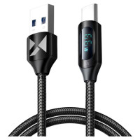 Wozinsky WUACC1 USB A - USB C Cable with Display 66W 6A 1m - Black