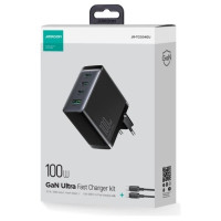 Joyroom JR-TCG04EU 100W GaN charger 3x USB-C USB-A + USB-C / USB-C cable 100W - black