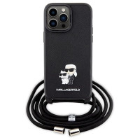 Karl Lagerfeld KLHCP14XSAKCPSK case for iPhone 14 Pro Max 6.7" hardcase - black Crossbody Saffiano Metal Pin Karl&Choupette