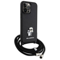 Karl Lagerfeld KLHCP14XSAKCPSK case for iPhone 14 Pro Max 6.7" hardcase - black Crossbody Saffiano Metal Pin Karl&Choupette