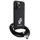Karl Lagerfeld KLHCP14XSAKCPSK case for iPhone 14 Pro Max 6.7" hardcase - black Crossbody Saffiano Metal Pin Karl&Choupette