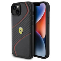 Ferrari Twist Metal Logo case for iPhone 15 Plus - black