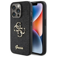 Guess Glitter Script Big 4G case for iPhone 15 Pro - black