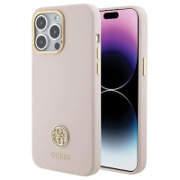 Guess Silicone Logo Strass 4G Case for iPhone 15 Pro Max - Pink