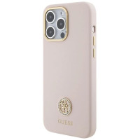 Guess Silicone Logo Strass 4G Case for iPhone 15 Pro Max - Pink