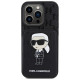 Karl Lagerfeld Saffiano Cardslots and Stand Monogram Ikonik Patch case for iPhone 15 Pro - black