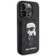 Karl Lagerfeld Saffiano Cardslots and Stand Monogram Ikonik Patch case for iPhone 15 Pro - black