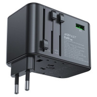 Acefast Z1 GaN 75W PD travel charger adapter 3x USB-C 2x USB-A - black