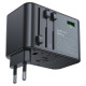 Acefast Z1 GaN 75W PD travel charger adapter 3x USB-C 2x USB-A - black