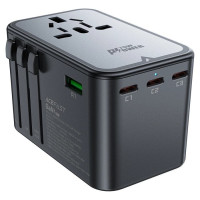 Acefast Z1 GaN 75W PD travel charger adapter 3x USB-C 2x USB-A - black