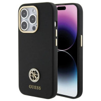 Guess Silicone Logo Strass 4G case for iPhone 15 Pro Max - black