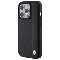 BMW Leather Textured & Stripe case for iPhone 15 Pro - black