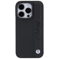 BMW Leather Textured & Stripe case for iPhone 15 Pro - black