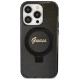 Guess Ring Stand Script Glitter MagSafe case for iPhone 15 Pro Max - black