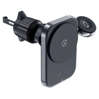 Acefast D18 car holder with MagSafe / Qi inductive charger + USB-A USB-C cable - black