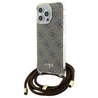 Guess Crossbody Cord 4G Print case for iPhone 15 Pro Max - brown