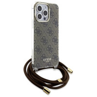 Guess Crossbody Cord 4G Print case for iPhone 15 Pro Max - brown