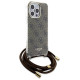 Guess Crossbody Cord 4G Print case for iPhone 15 Pro Max - brown