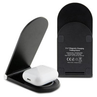 Karl Lagerfeld Ikonik MagSafe 15W inductive charger, foldable 2in1 - black