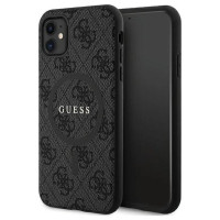 Guess GUHMN61G4GFRK iPhone 11 6.1" / Xr black/black hardcase 4G Collection Leather Metal Logo MagSafe