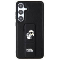 Karl Lagerfeld Gripstand Saffiano Karl&Choupette Pins case for Samsung Galaxy S24 - black