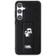 Karl Lagerfeld Gripstand Saffiano Karl&Choupette Pins case for Samsung Galaxy S24 - black
