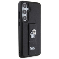 Karl Lagerfeld Gripstand Saffiano Karl&Choupette Pins case for Samsung Galaxy S24 - black