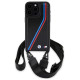 BMW M Edition Carbon Tricolor Lines & Strap case for iPhone 15 Pro - black