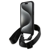 BMW M Edition Carbon Tricolor Lines & Strap case for iPhone 15 Pro - black