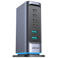 Joyroom JR-TCM02 multi-port GaN charger 65W EU 4x USB-C 2x USB-A - dark gray