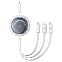 Baseus Free2Draw CB000084 retractable USB-C - Lightning / USB-C / micro USB cable 100W 1.1m - white