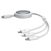 Baseus Free2Draw CB000084 retractable USB-C - Lightning / USB-C / micro USB cable 100W 1.1m - white