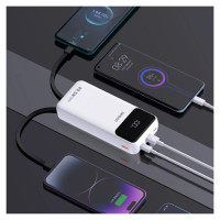 Dudao K15Pro Power Bank 20000mAh 22.5W PD USB-C / USB-A / Built-in Lightning and USB-C Cables - White