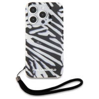 Karl Lagerfeld IML Zebra Pattern & Cord case for iPhone 15 Pro - black