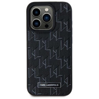Karl Lagerfeld Leather Monogram Metal Logo case for iPhone 15 Pro Max - black