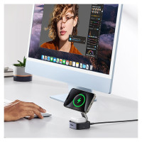 Ugreen W702 3in1 inductive charger with MagSafe / Qi2 and USB-C port for phone / headphones - black