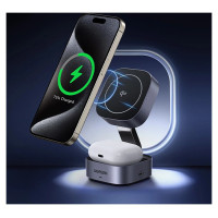 Ugreen W702 3in1 inductive charger with MagSafe / Qi2 and USB-C port for phone / headphones - black