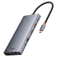 Baseus HUB Baseus PortalJoy Series 13in1 USB-C - 2x HDMI / DP / VGA / USB-A 3.1 / USB-C 3.1 / USB-A 2.0 / PD / RJ45 / SD / TF / AUX - gray