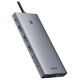 Baseus HUB Baseus PortalJoy Series 13in1 USB-C - 2x HDMI / DP / VGA / USB-A 3.1 / USB-C 3.1 / USB-A 2.0 / PD / RJ45 / SD / TF / AUX - gray