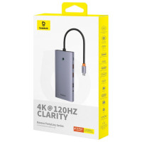 Baseus HUB Baseus PortalJoy Series 13in1 USB-C - 2x HDMI / DP / VGA / USB-A 3.1 / USB-C 3.1 / USB-A 2.0 / PD / RJ45 / SD / TF / AUX - gray