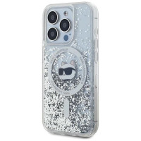 Karl Lagerfeld Liquid Glitter Choupette Head MagSafe case for iPhone 15 Pro - transparent