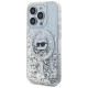 Karl Lagerfeld Liquid Glitter Choupette Head MagSafe case for iPhone 15 Pro - transparent