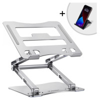 Wozinsky WRS-CPY75DSS Aluminum Laptop and Tablet Stand + Free Smartphone Stand - Silver