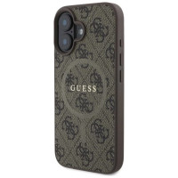 Guess 4G Ring Classic Logo MagSafe iPhone 16 Case - Brown